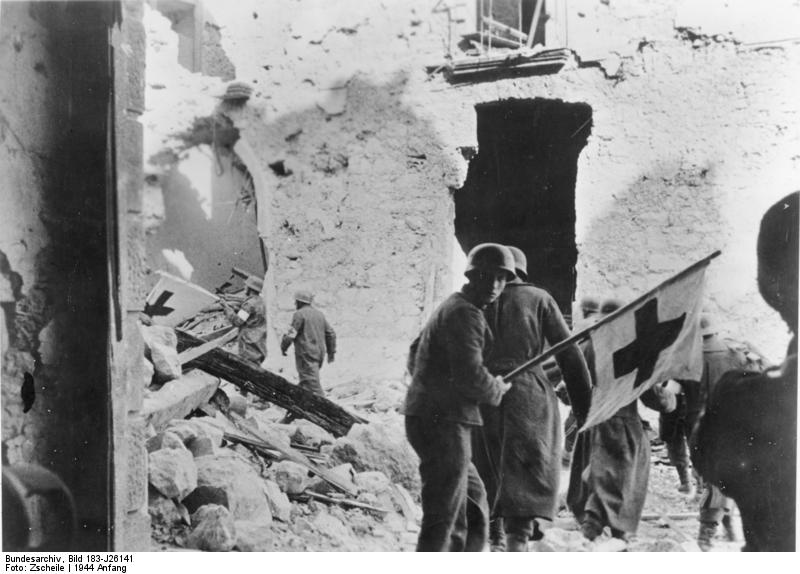 Monte Cassino, Bergung von Verwundeten