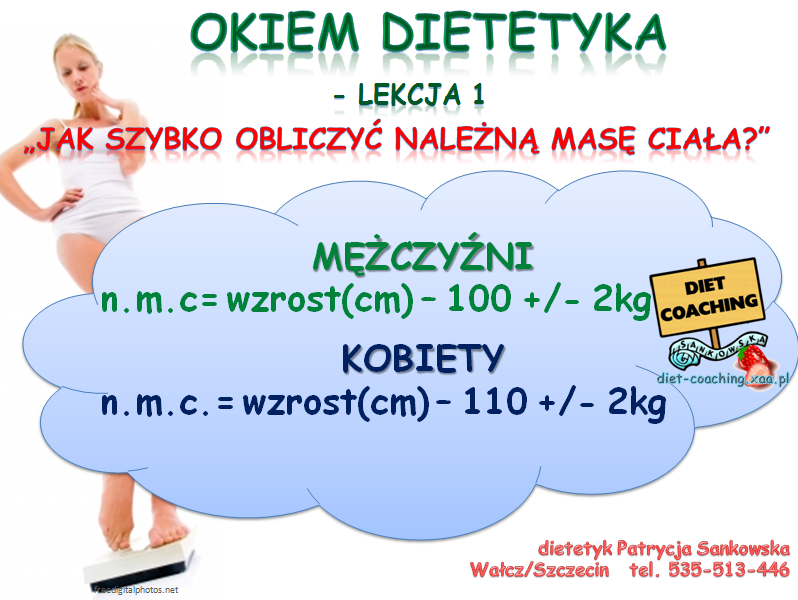 Lekcja należna masa ciała, dietetyk Patrycja Sankowska (Wałcz, Szczecin)